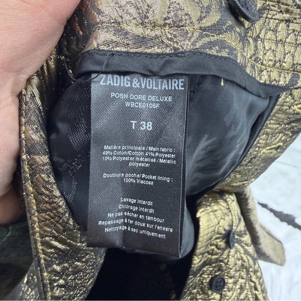 Zadig & Voltaire deluxe Gold Brocade Trousers posh dore sz 38 M - Picture 9 of 10